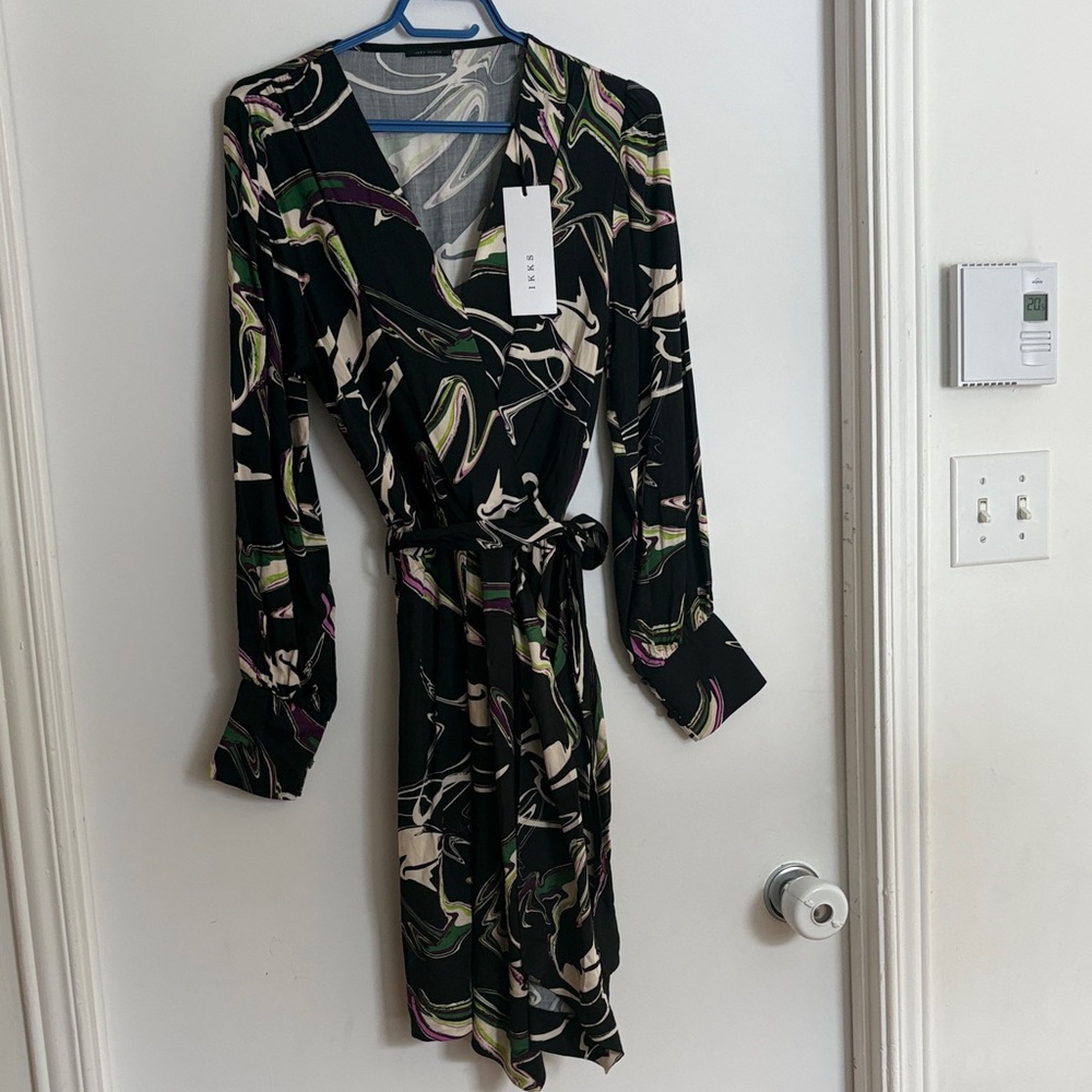 IKKS Women's Multicolor Long Sleeve wrap dress